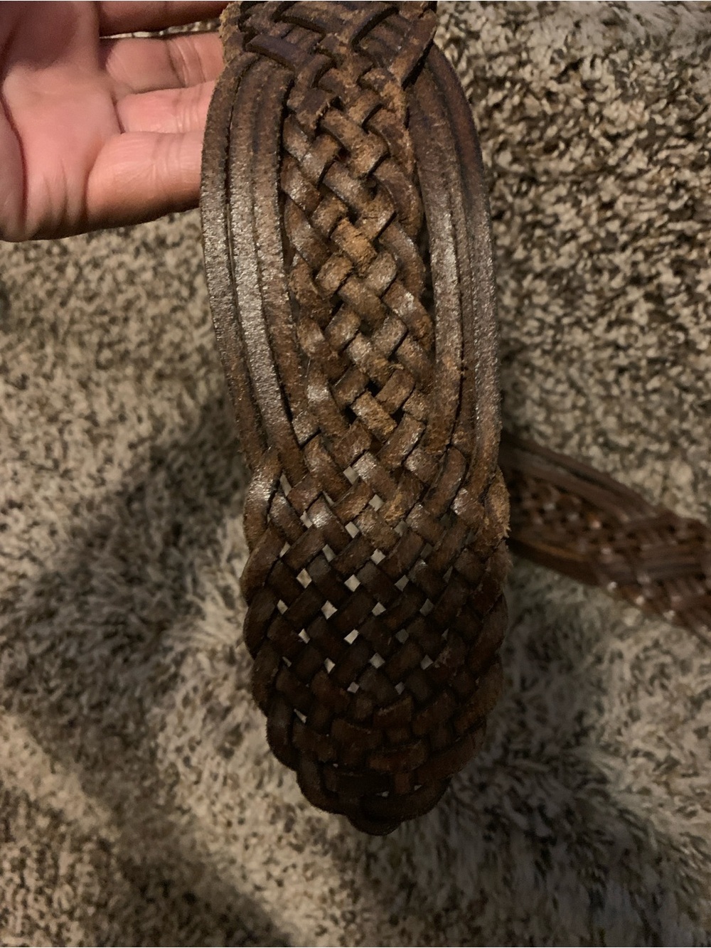 St. John Yellow Leather Tab Belt with Braided Brown Strap and Gold Buckle - Picture 3 of 7